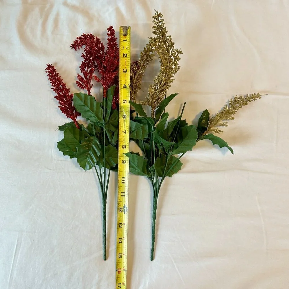 Red and Gold Glitter Astilbe Holiday Florals Bush